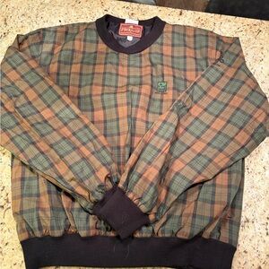 Vintage Men's Plaid ProQuip Haig Point Golf Pullover - Green and Brown